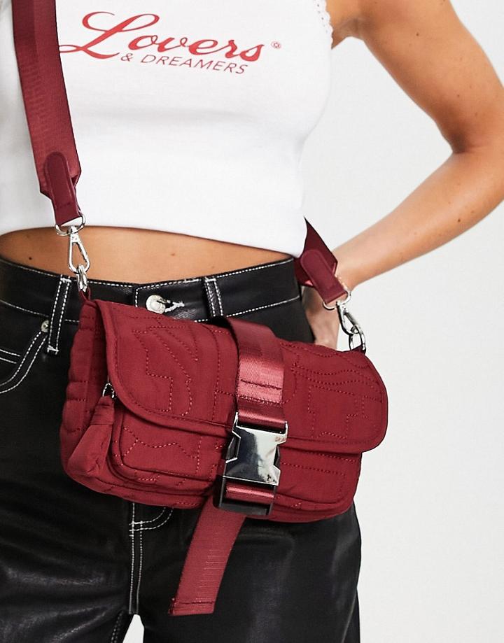 Topshop Nina Abstract Stitch Crossbody In Rust-orange