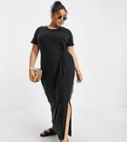 Vero Moda Curve Twist Detail Maxi T-shirt Dress In Black