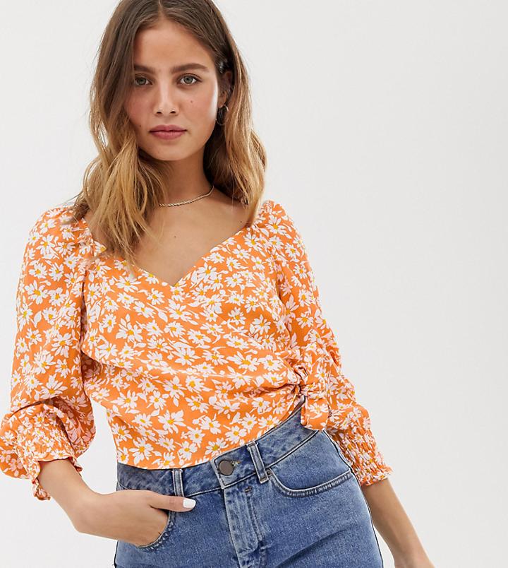 Bershka Printed Wrap Blouse In Multi