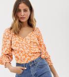 Bershka Printed Wrap Blouse In Multi