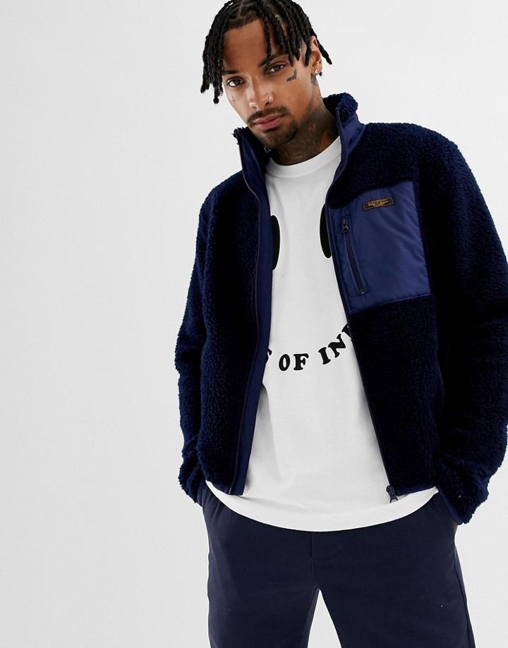 Kings Of Indigo Recycled Polyester Navy Borg Jacket - Navy