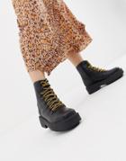 Asos Design Avril Square Toe Hiker Boots - Black