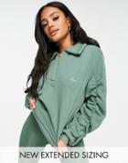 Asos Luxe Oversized Sweatshirt With Ruched Sleeves In Sage-green