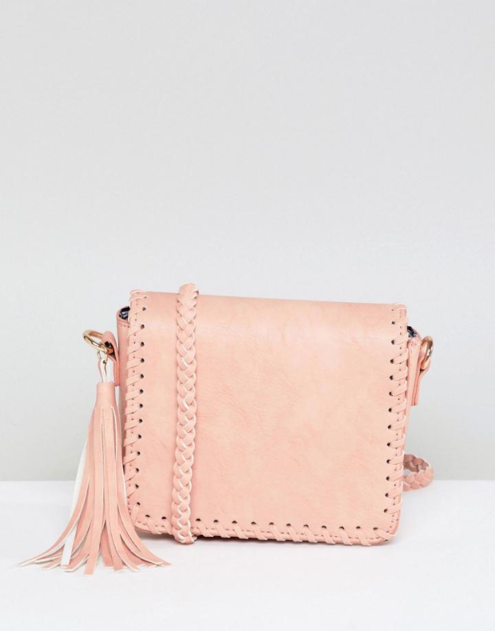 Yoki Fashion Braid Detail Cross Body Bag - Pink
