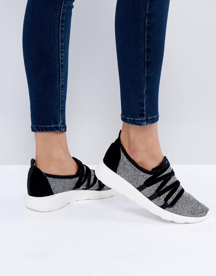 New Look Velvet Lace Up Sneaker - Silver