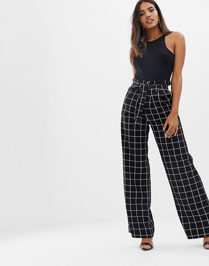 Lipsy Check Wide Leg Pants - Multi