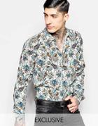 Reclaimed Vintage Paisley Shirt With Collar Tips - White