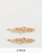 Pieces 2-pack Crystal Hair Clip-gold