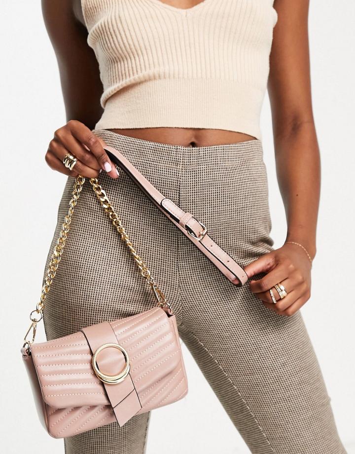 Call It Spring By Aldo Gurlpleaze Vegan Double Ring Quilted Crossbody Bag In Pink