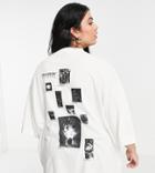 Collusion Plus Photographic Print T-shirt In Ecru-white