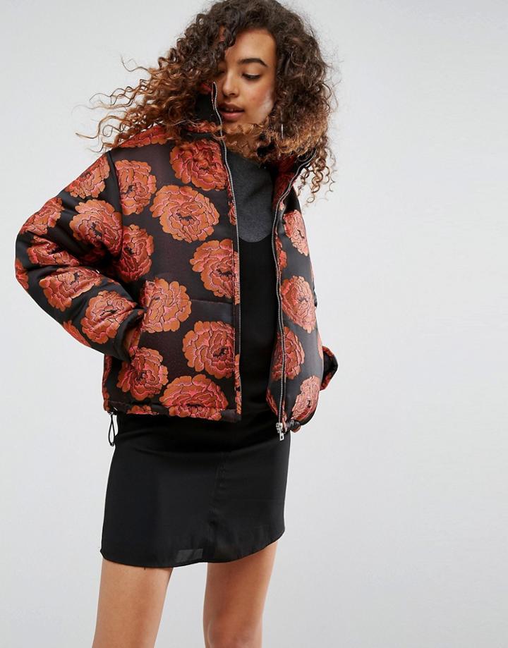 Asos Padded Jacket In Fluro Jacquard - Multi
