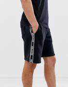 Hollister Side Tape Print Logo Sweat Shorts In Black - Black