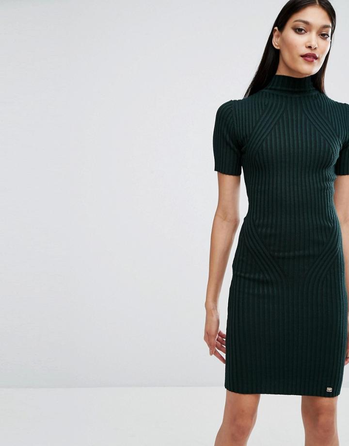 Lipsy Rib Detail Knit Dress - Green