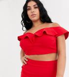 Vesper Plus Sweetheart Neckline Crop Top Two-piece In Red