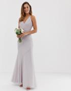 Asos Design Bridesmaid Maxi Dress With Pleated Cami Bodice And Fishtail Skirt-pink