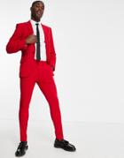 Asos Design Super Skinny Suit Trousers In Red