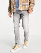 Asos Design Stretch Slim Jeans In Vintage Washed Gray-grey