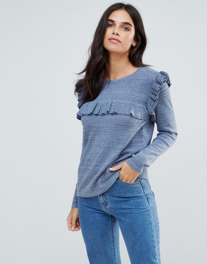 Vila Ruffle Sweater - Blue