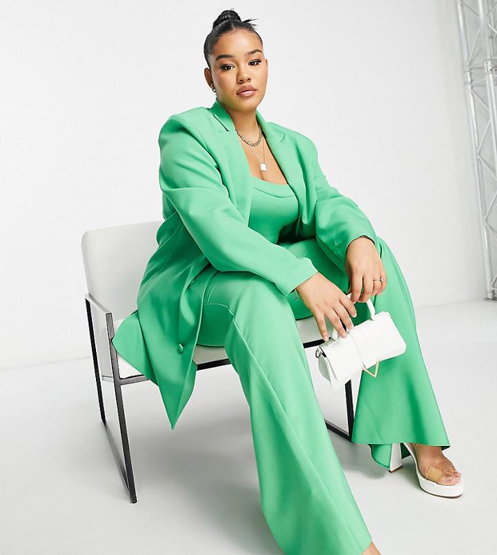 Asos Luxe Curve Suit Jacket In Green - Part Of A Set