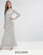 A Star Is Born All Over Baroque Embellished Maxi Dress - Silver