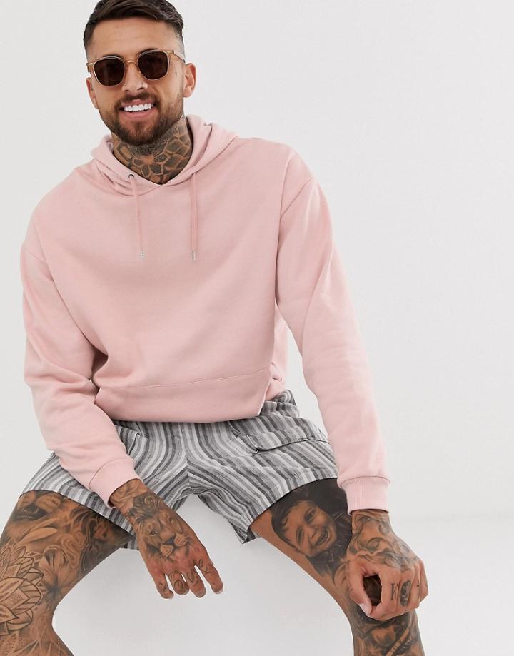 Asos Design Oversized Hoodie In Light Pink