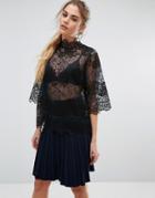 Ganni Parker Lace Top - Navy