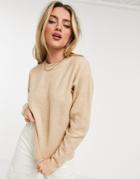 Asos Design Oversized Crew Neck Sweater In Oatmeal-neutral