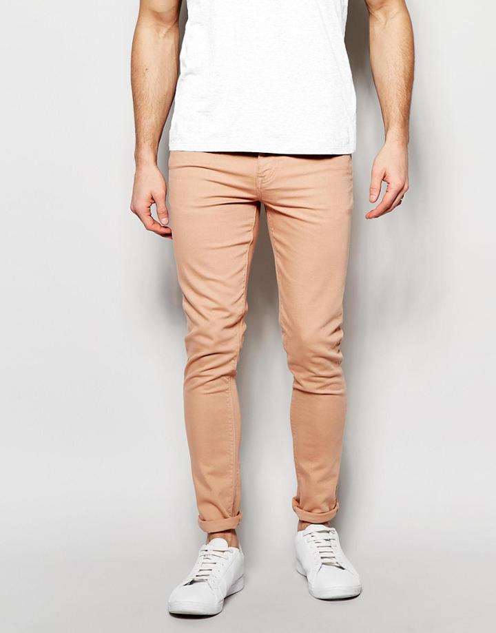 Asos Super Skinny Jeans In Pink - Mahogany Rose