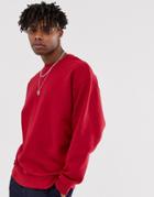 Asos Design Oversized Sweatshirt In Red - Red
