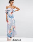 Every Cloud Etched Floral Frill Bandeau Maxi Dress - Multi Print