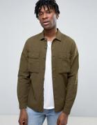 Asos Regular Fit Shirt With Double Pockets - Green