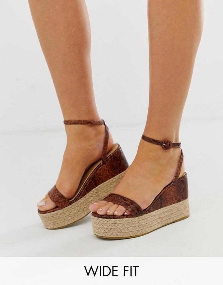 Raid Wide Fit Snake Flatform Espadrille Sandals - Beige