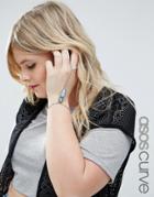 Asos Curve Vacation Stone Hand Chain - Antique Silver