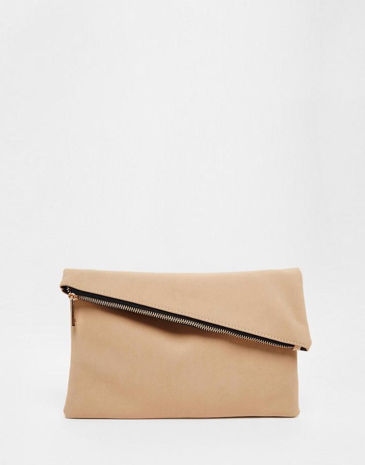 Asos Square Clutch Bag With Slanted Zip Top - Pink