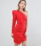 Asos Tall Ultimate One Shoulder Structured Mini Dress - Red