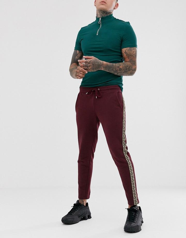 Asos Design Skinny Cropped Sweatpants With Geo Taping