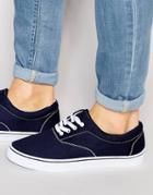 Asos Lace Up Sneakers In Navy - Navy