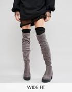 New Look Wide Fit Over The Knee Boots - Gray