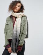 Nali Oversized Scarf With Gray Embroidery - Cream