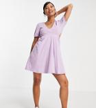 Asos Design Petite Cut Out Back Mini Dress In Lilac-purple