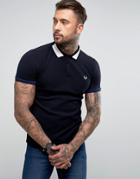 Fred Perry Slim Fit Block Tipped Polo Shirt Navy - Navy