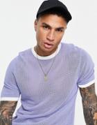Asos Design Crop Muscle Fit Mesh T-shirt In Purple