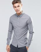 Asos Smart Skinny Oxford Shirt In Gray - Gray