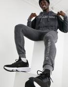 Asos Dark Future Skinny Sweatpants In Reverse Loopback With Acid Wash In Gray - Part Of A Set-grey