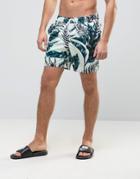 Asos Swim Shorts With Floral Print In Mid Length - Blue