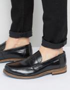 Ben Sherman Stepney Penny Loafers In Black Leather - Black