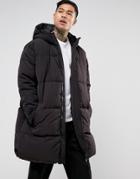 Asos Oversized Puffer Jacket With Hood In Black - Black