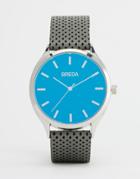 Breda Meter Perforated Leather Watch In Grey - Gray