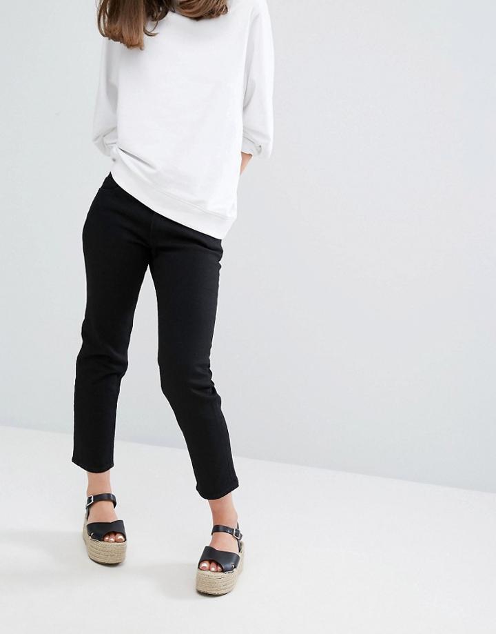 Monki Cropped Straight Jeans - Black