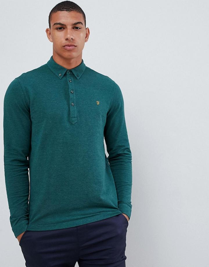 Farah Merriweather Long Sleeve Polo In Green - Green
